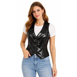 DYNAMITE Black Sequin Vest - S